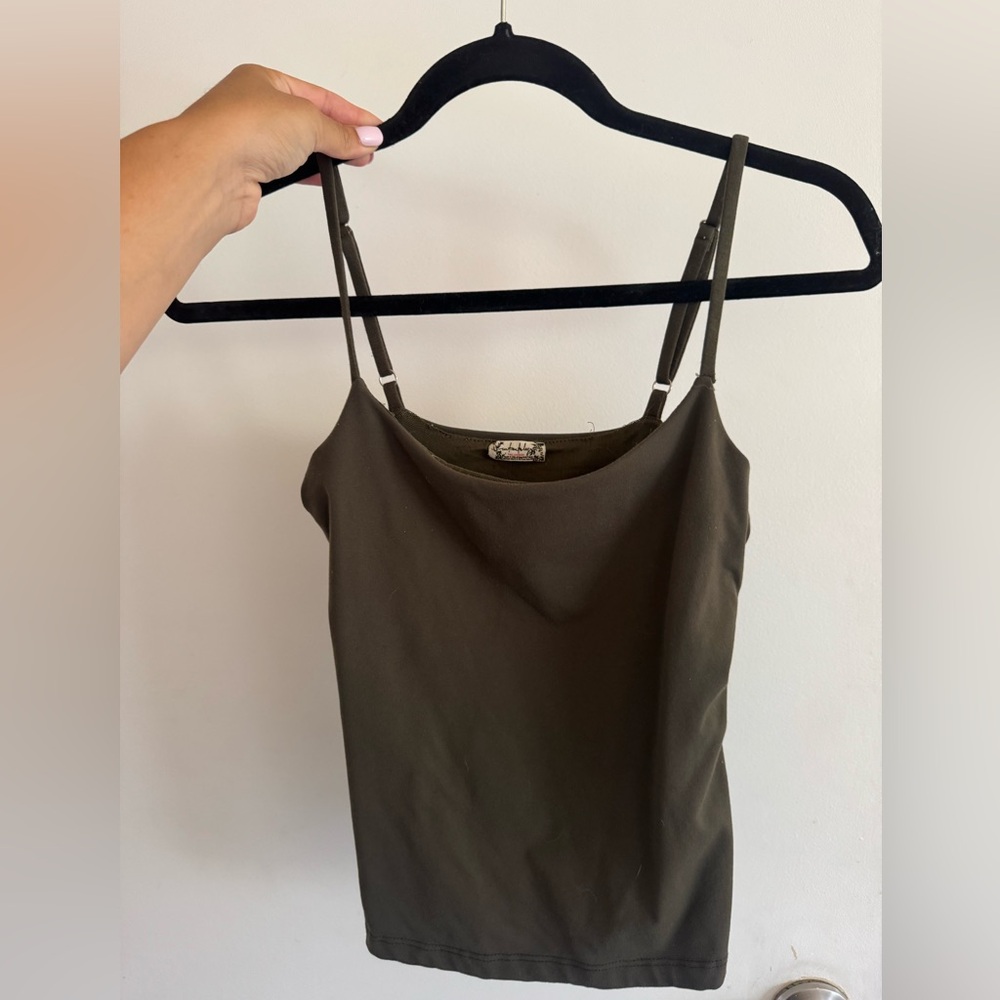 Free People Green Fitted Sleeveless Camisole